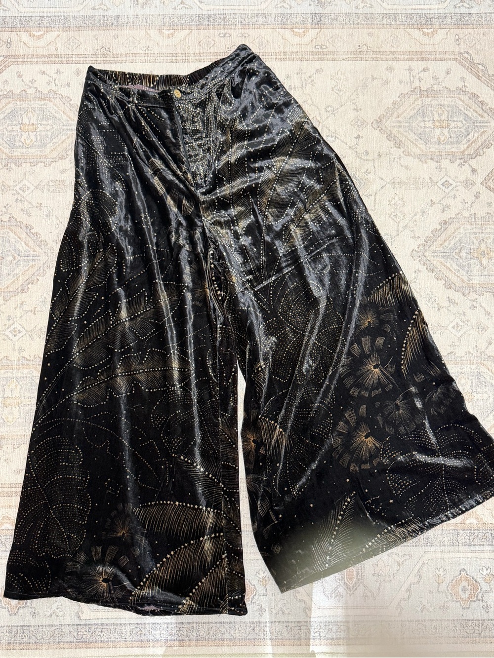 Farm Rio Wide Leg Velvet Pants in Dark Brown - Picture 5 of 6